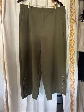 Bananna Republic Olive Green Wide Leg Cropped Pants Size 14